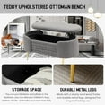 thumbnail image 3 of Tabaray 45.3” Storage Ottoman Bench with Lift Top Design, Modern End of Bed Bench with Upholstered Sherpa Fabric, Toy Storage Bench for Bedroom, Living Room (Grey), 3 of 14