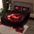 thumbnail image 2 of Erosebridal Ensemble de Couvre-Lit Dragon Ancien Rouge Taille Simple pour Garçons, Courtepointe Fleur Mandala Rétro, Rouge Noir, Respirant, 2 Pcs, 2 of 5