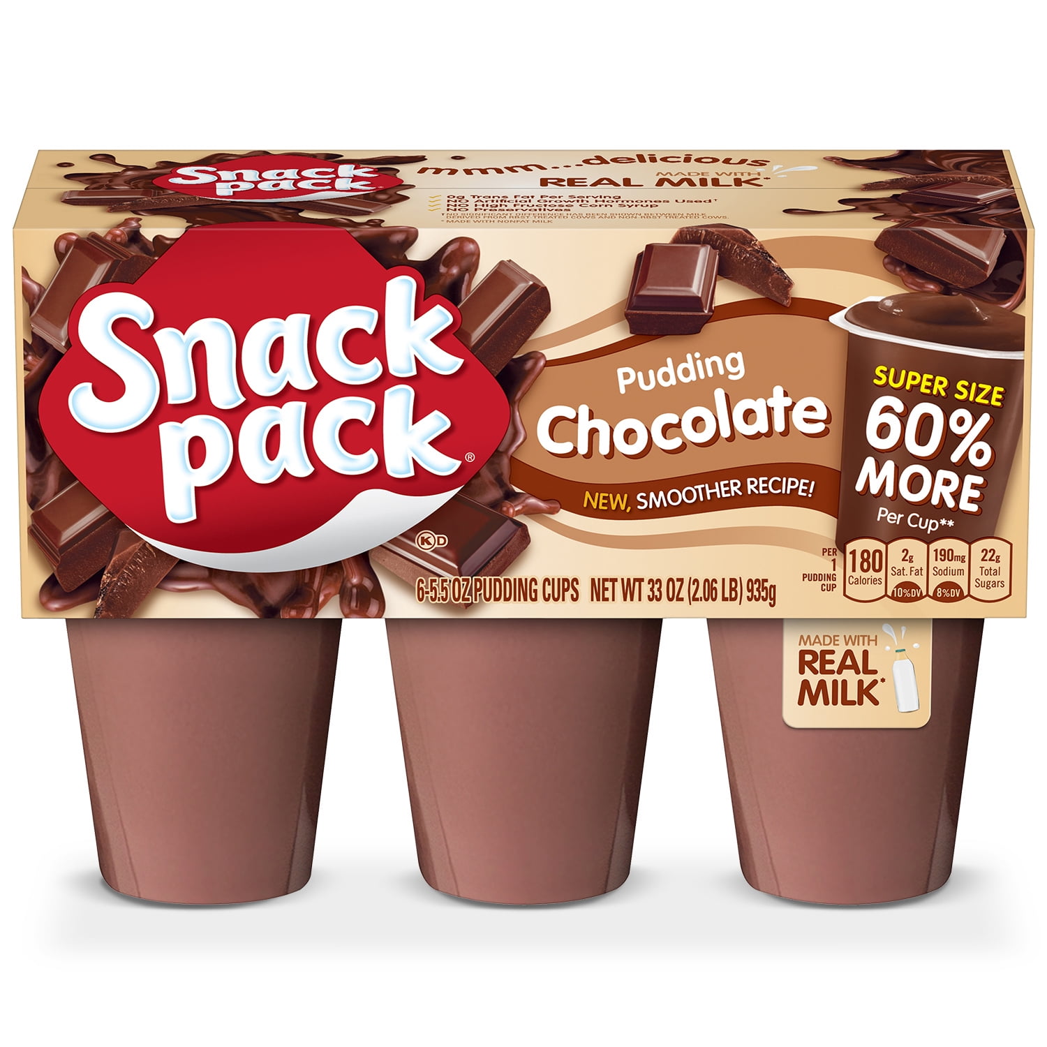 Snack Pack Chocolate Flavored Pudding 6 Count Pudding Cups 8 Pack 