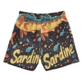 thumbnail image 7 of FORMRS Boys Swim Trunks Quick Dry Mesh Liner Boardshorts Sizes XS-XL, Black Sardines Pattern, 7 of 7