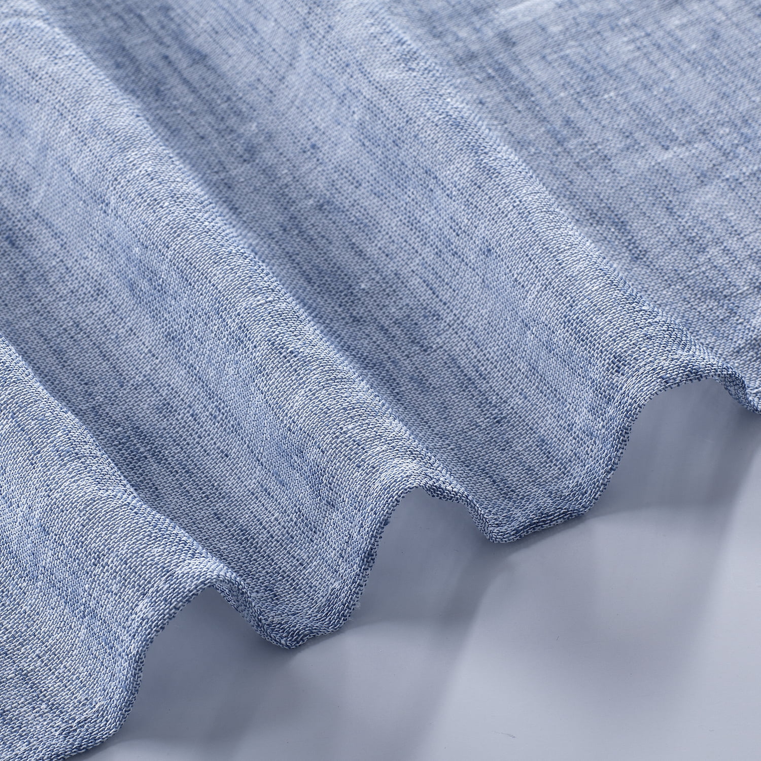 Dainty Home Natural Tassels 3D Tassels Design Linen Look 70" x 72" Shower Curtain in Denim Blue