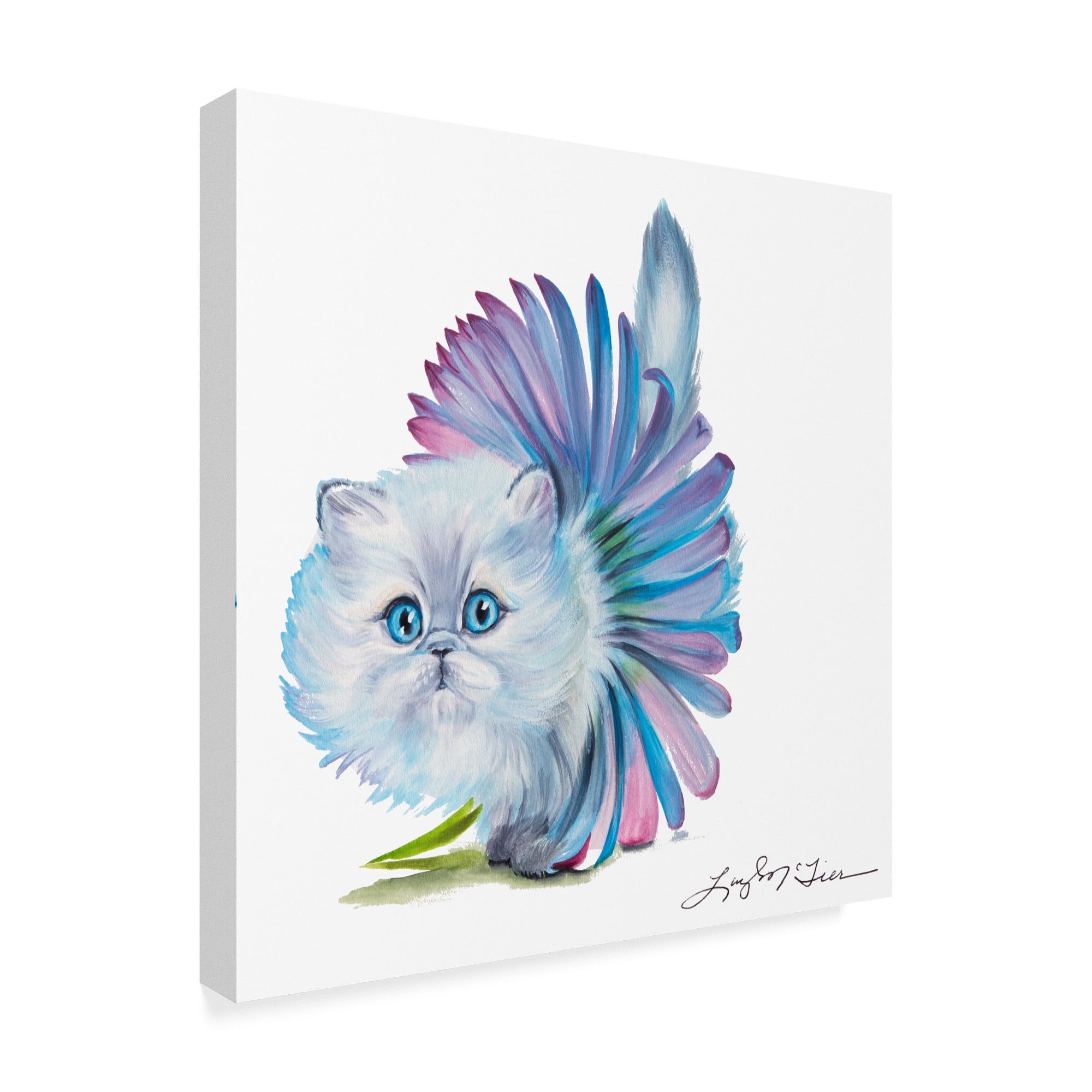 Trademark Fine Art 'Kitten Ballerina Daisy Flower Stare Persian Cat' Canvas Art by Lucy P. Mctier