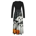 thumbnail image 5 of Guieoi Dress for Women under $10.00 Plus Size Women's Fashion Printed Long Sleeve Round Neck Pullover Patchwork Dress Gray Black*Friday/Cyber*Monday, 5 of 5