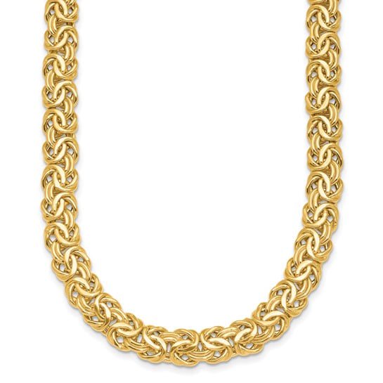 Auriga Fine Jewelry 18K Yellow Gold Polished 9.5 mm Sapphire Byzantine Chain Necklace for Women 18"