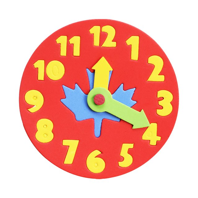 BINGLI Early Learning Foam Clock Puzzle Toy - Montessori DIY Time Teaching Kit for 3-6 Year Olds, EVA Splicing Craft for Kindergarten Classroom Activities & Life Skill Development