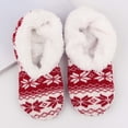 thumbnail image 4 of Slipper Socks for Women Fuzzy Socks with Grippers Non Bottoms Cozy Warm House Slippers Fall Socks Red One Size, 4 of 4