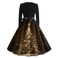 thumbnail image 6 of Women's Casual Fashion V Neck Long Sleeve Christmas Printed Party Vintage Dress for Holiday Events and Retro Style, Perfect for Women's Evening Wear,Coffee,L, 6 of 6