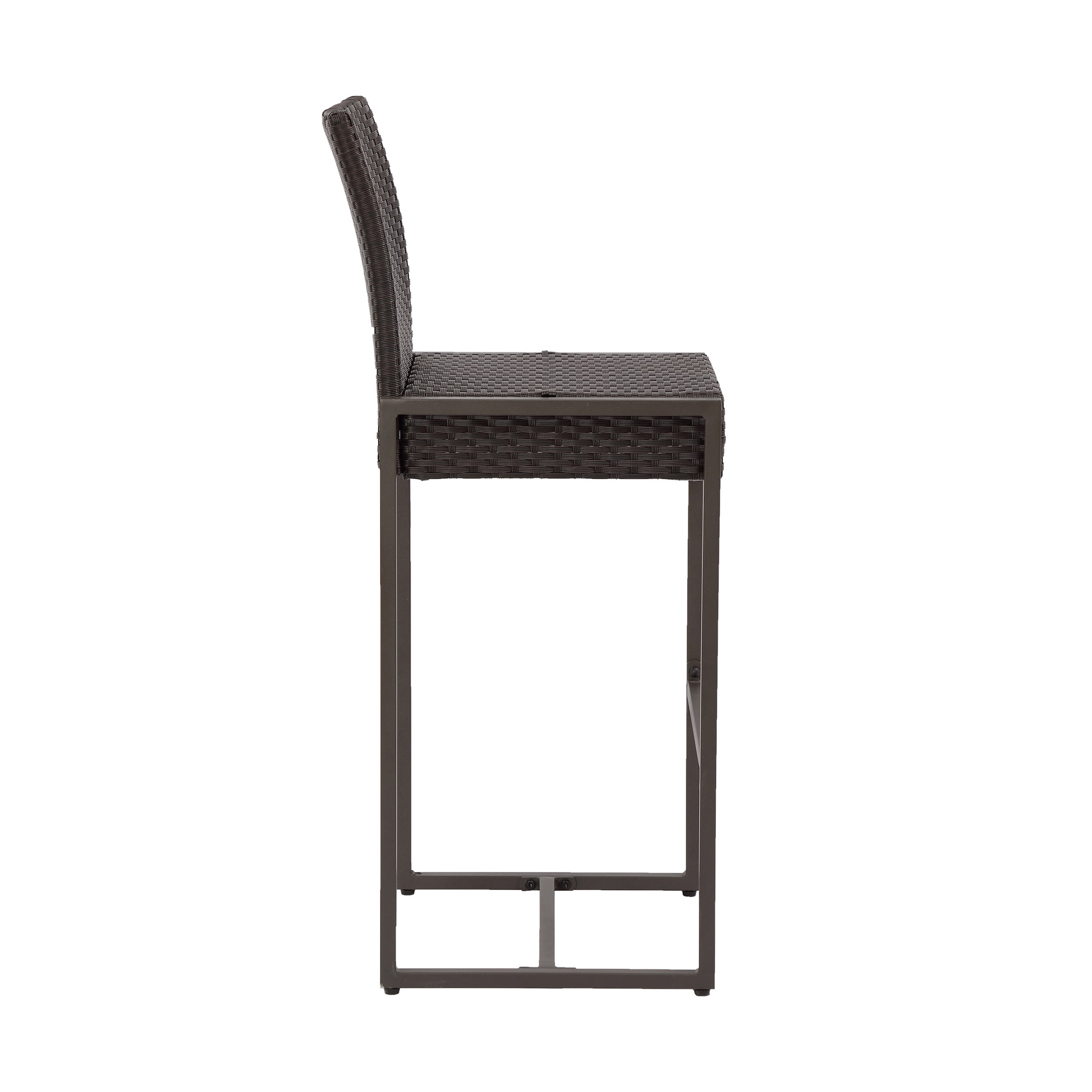 Outdoor Wicker Bar Stool Set of 2, Height Leisure Seats for Patio Bar, Dark Brown and Grey