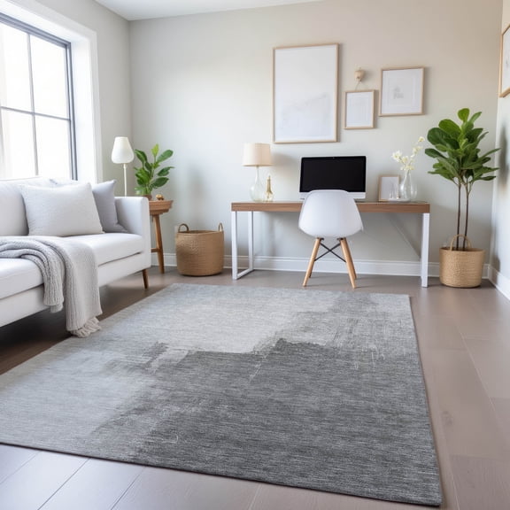 Addison Rugs Mayfield Premium Machine Washable Transitional Abstract Silver Rectangle Rug, 10' x 14'