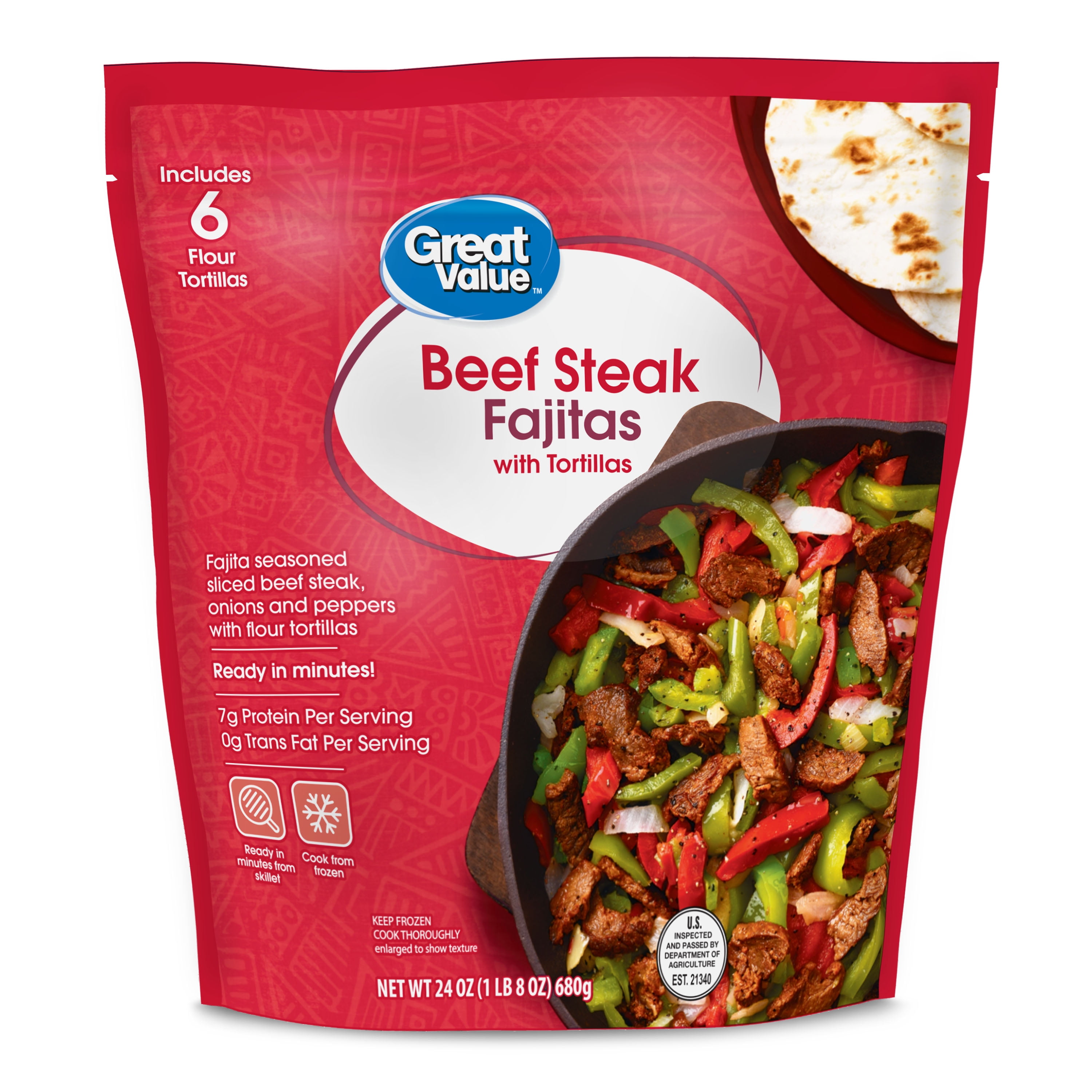 Great Value Beef Steak Fajitas with 6 Tortillas, 24 oz Walmart