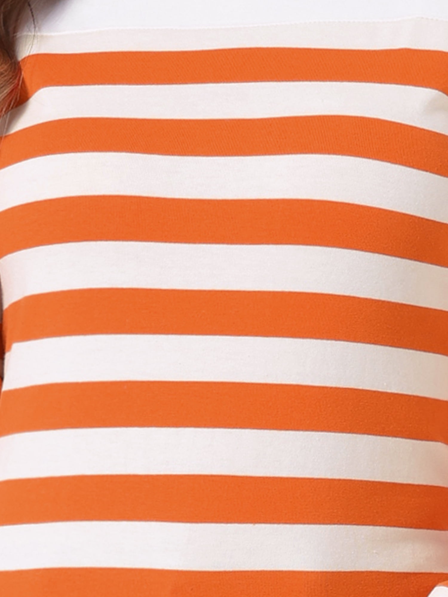 DARING DIVA Women's Color Block Striped Knit Top Long Sleeves T-Shirt S Orange