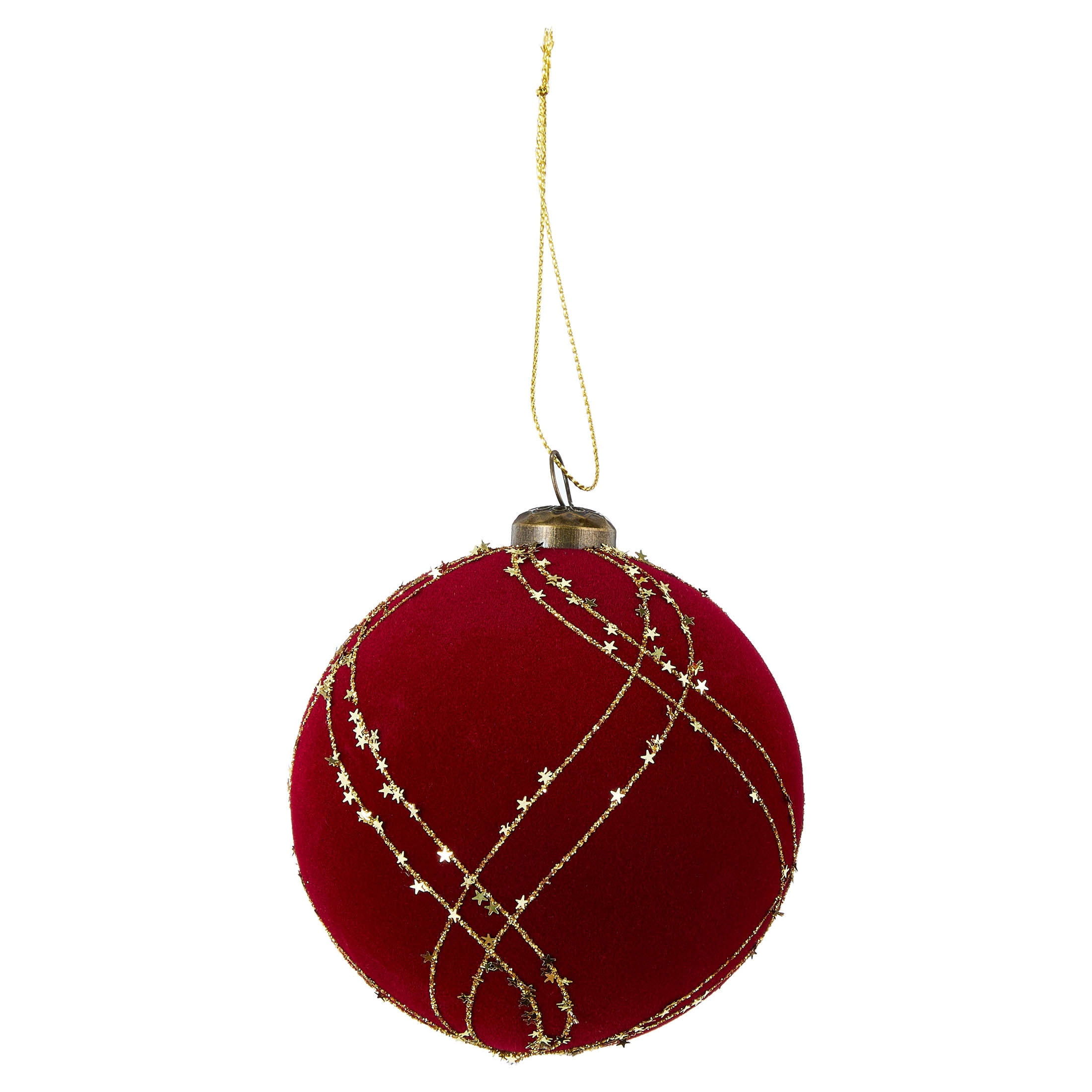 8-Count Red and Gold Glitter Velvet-Feel Shatterproof Christmas Ornaments, 4", by Holiday Time