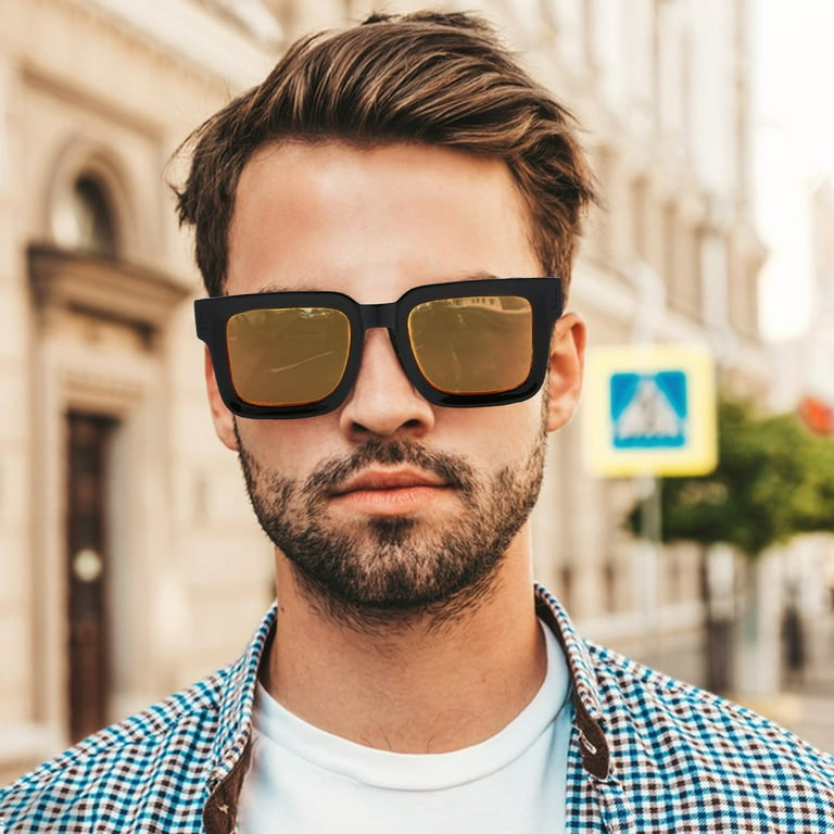 Eudgs Riding Glasses for Women Night Time Glasses compatible with Polarized Dirt Bike Goggles Vintage Rechteckige Sonnenbrille Fur Damen Herren Rectangle Sunglasses Retro Brille 400 Schutz Walmart