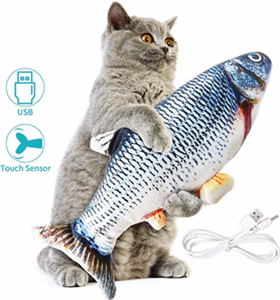 Moving Cat Kicker Fish Toy Catnip Toys Jeteven Electric Fish Cat Toy Indoor Cats Interactive Realistic Plush Electric Wagging Fish Cat Toy Funny Interactive Fish Cat Toy for Cat Exercise 