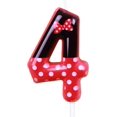 thumbnail image 1 of Bougies d'Anniversaire Souris Rouges (Rouge à Pois Blancs, Numéro 4), 1 of 7