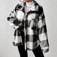 thumbnail image 6 of Plaid Jackets for Womens Fleece Fashion Casual Button Turndown Collar Long Sleeve Plus Size Jacket Coat, 6 of 8