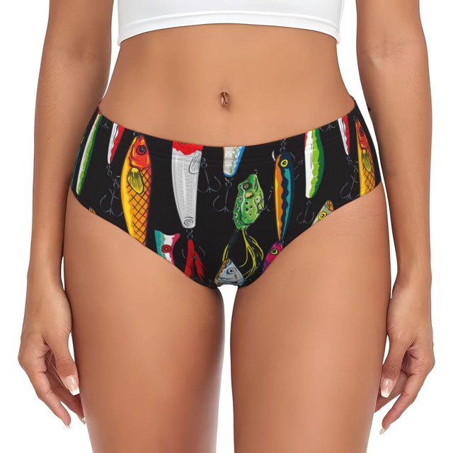 Fotbe Colorful Fishing Lures Calzones Estampados para Mujer – Ropa Interior de Algodón, Cómoda, Suave y Elástica-Medium