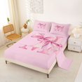thumbnail image 2 of Manfei Pink Watercolor Bow Letter M Bed Sheets for Girls, Cute Initial Bows King Sheets, 4 Pieces, 2 of 5