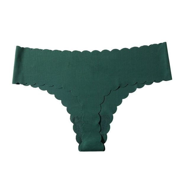 Aayomet Womens Bikini Panties Seamless Breathable Rib Cotton Stretch Soft Low  Rise Thong (Green, XS) 