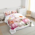 thumbnail image 3 of Manfei Pink Fall Pumpkin Full Size Comforter Sets, Harvest Flower Botanical Bedding Comforter Set, Teens Girls Kids Bedding Sets, Microfiber Bedroom Decor, 3 Pieces, 3 of 8
