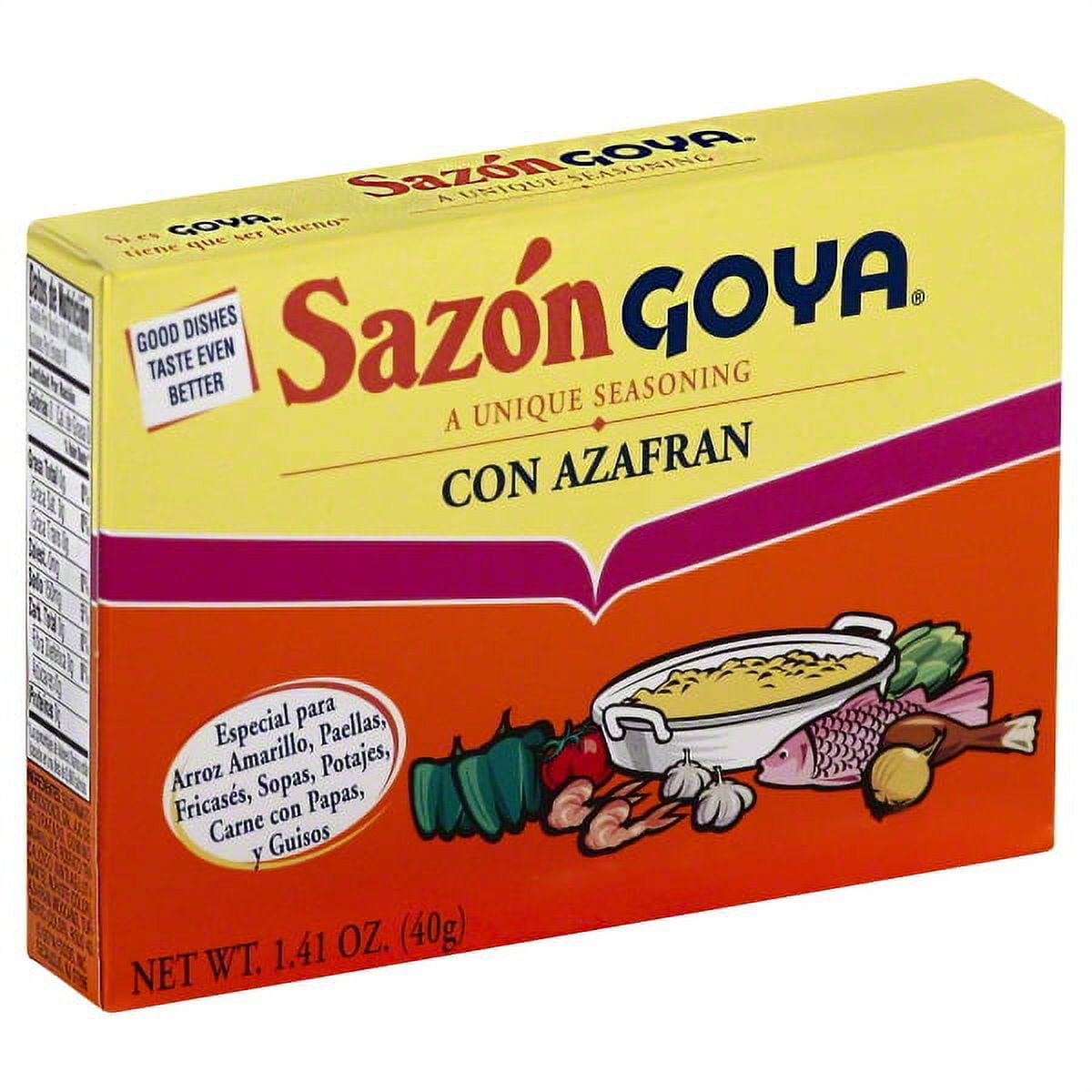 (7 pack) GOYA Sazon with Azafran Seasoning Mix, 8 Packets, 1.41 oz Box