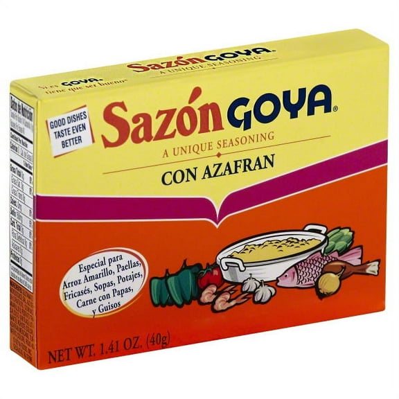 GOYA Sazon with Azafran Seasoning Mix, 8 Packets, 1.41 oz Box
