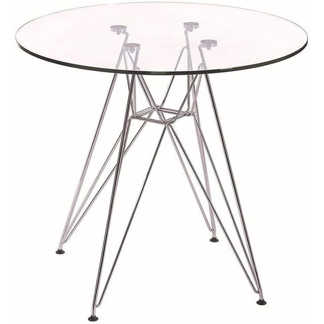 Nicer Furniture table à manger ronde en verre de style Eames