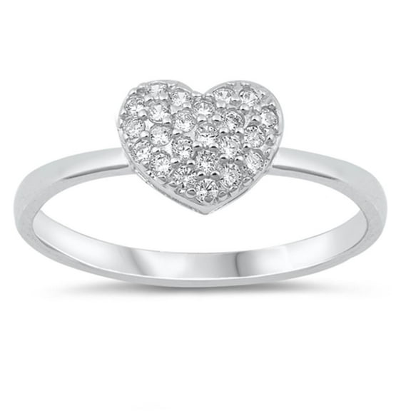 White Cubic Zirconia Heart Friendship Promise Ring .925 Sterling Silver Band Jewelry Female Size 10
