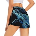thumbnail image 2 of Uemuo Ocean Turtle Pattern Women's Athletic Shorts High Waisted Running Shorts with Liner Pockets Gym Elastic Workout Shorts-Small, 2 of 9