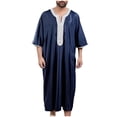 thumbnail image 2 of Yaoyar Mens Middle Eastern Traditional Robe Mid Sleeve Round Neck Embroidered Men's Clothing Middle East Kaftan Saudi Arab Caftans Islamic Abaya Dress Dubai Robes, 2 of 5