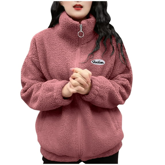 Herrnalise Jackets For Women Fashion Casual Solid Color Long Sleeve Hoodless Casual Outwear & Jackets Pink,XXXXL