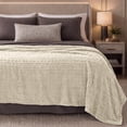 thumbnail image 4 of Bare Home Faux Shearling Blanket - Fluffy & Soft - Lightweight - Twin/Twin XL, Oyster - Cable, 4 of 6