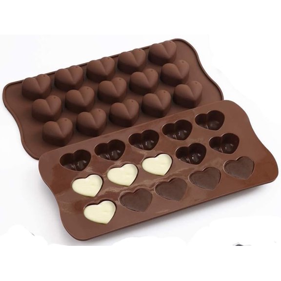 Heart Shaped Mold 2 count-15 Cavity Candy Jelly Molds for Valentine Anniversary Wedding Wax Melts Mold Tray