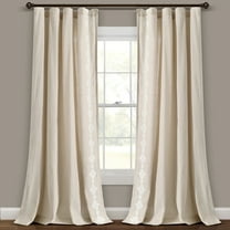 Lush Decor Luxury Modern Geo Linen Like Embroidery Border Window Curtain Panel Neutral Single 52X84