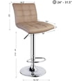 thumbnail image 2 of Leopard Modern Square PU Leather Adjustable Bar Stools with Back, Set of 2, Counter Height Swivel Stool, Barstools for Kitchen Counter (Black), 2 of 6