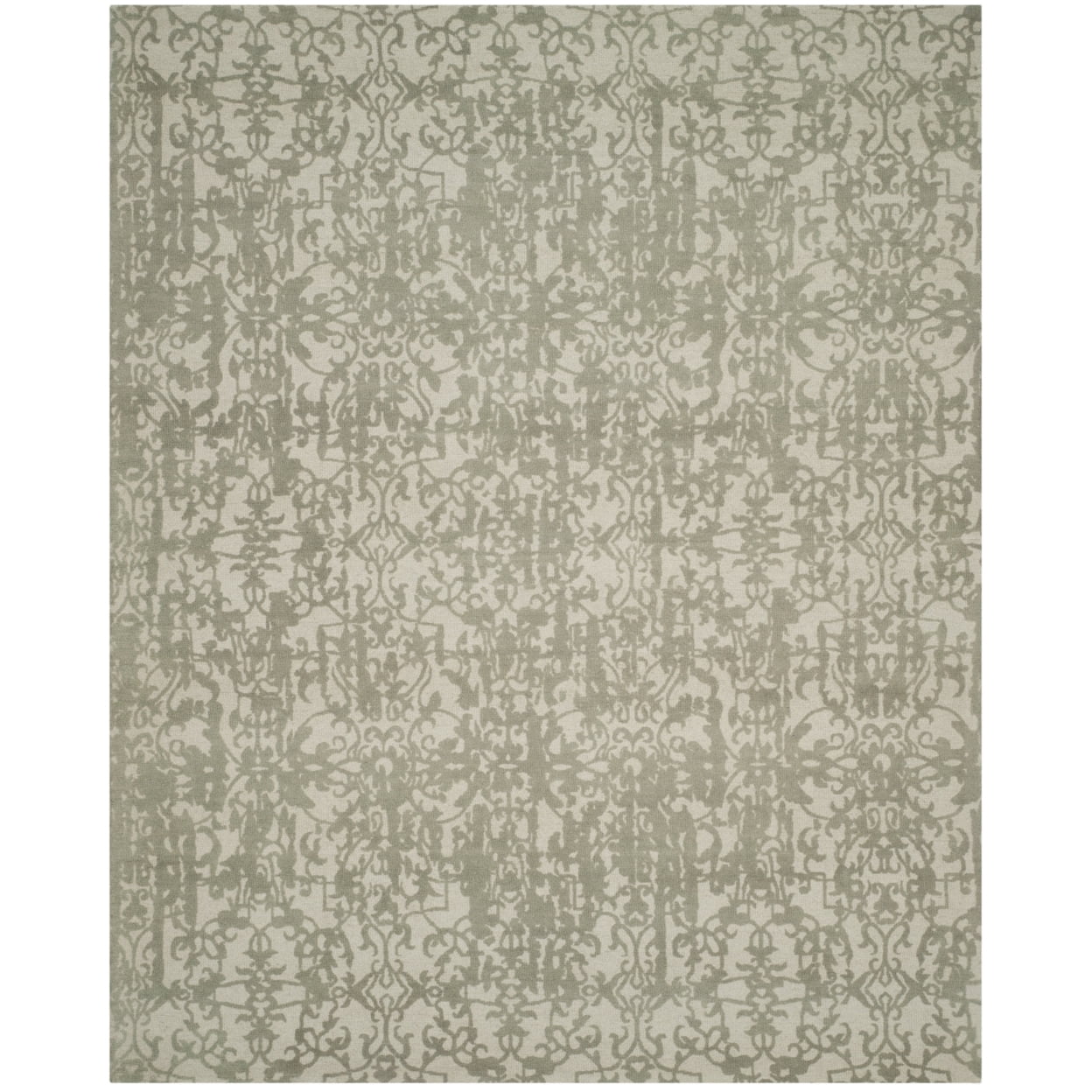 SAFAVIEH Restoration Vintage Alannah Floral Wool Area Rug, Light Sage/Grey, 5' x 8'