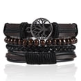 thumbnail image 1 of Mezclar 4 pulseras envolventes para hombres y mujeres, cordones de cáñamo, cuentas de madera, pulseras tribales étnicas, pulseras de cuero - Style4 oso de fresa  joyas, 1 of 4