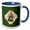 Blue/White, variant on 3drose, Sparrow Birds, Christmas Decorated Birdhouse, Green Design, 11oz Two-tone Black Mug