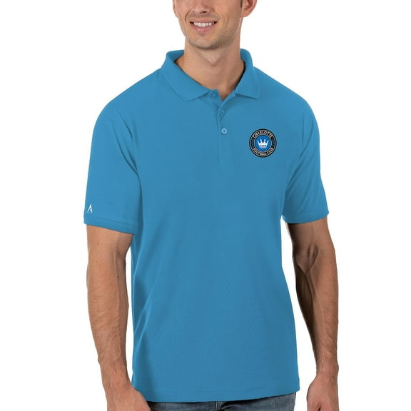 Men's Antigua Blue Charlotte FC Legacy Pique Polo