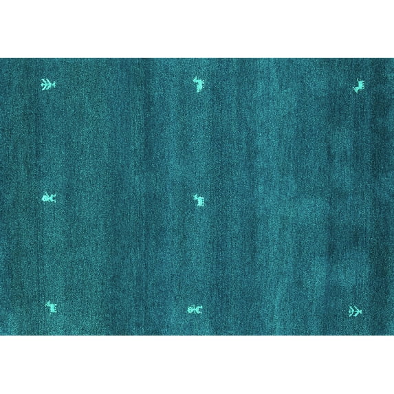 Ahgly Company Machine Washable Indoor Rectangle Abstract Turquoise Blue Contemporary Area Rugs, 2' x 3'