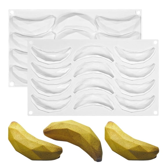 Milue 12-Cavity Mini Polygonal Banana Mold Fruit Mousse Cake Mould DIY Soap Mold