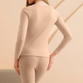thumbnail image 4 of Htigea Women's Crew Neck Top & Bottom Set Long Johns Thermal Underwear Base Layer Soft Comfy Sleepwear 2 Pieces Beige XL, 4 of 8