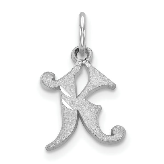 14k White Gold Diamond-cut Initial K Charm