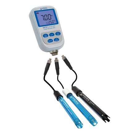 Apera Instruments SX731 pH/ORP/Conductivity/TDS/Salinity/Resistivity Portable Handheld Multiparameter Meter Kit, Silver pH/Conductvitiy/ORP