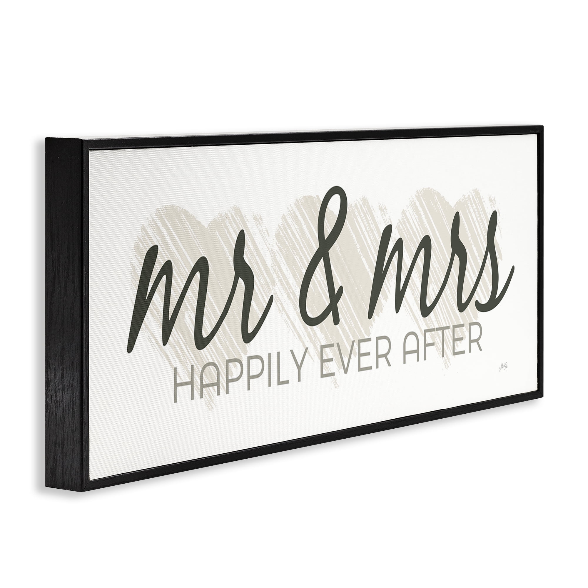 Stupell Industries Romantic Mr & Mrs Typography Painting Black Framed Art Print Wall Art, 30 x 13