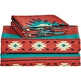 thumbnail image 5 of Chezmoi Collection 4-Piece Southwestern Geometric Multicolor Red Teal Beige Sheet Set, Full, 5 of 5