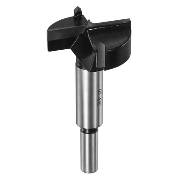 Uxcell Forstner Drill Bit for Woodworking, 1-13/16in (46mm) Carbide Tip Round Shank Hinge Cutter for Wood Hole Drilling Opener