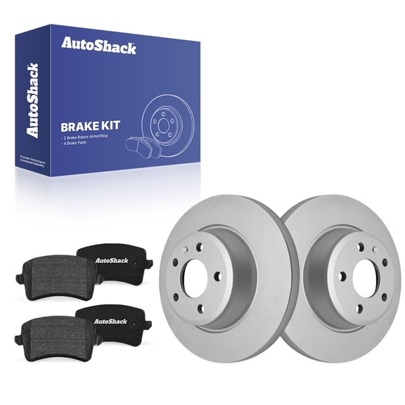 AutoShack Rear Solid Coated Brake Rotors Ceramic Pads 6-PC Brake Kit Replacement for 2016 Audi Q5 2012-2014 Audi S4 ArmorStop 11.81" (299.9 mm)