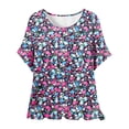 thumbnail image 1 of QTOCIO Hauts Décontractés pour Femmes, Hauts d'Été pour Femmes, Blouse à Manches Courtes Imprimée Mode pour Femmes, T-Shirt Col Rond, 1 of 5