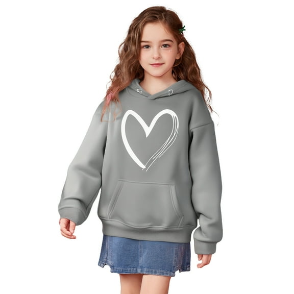 Boys Hoodies Kids Heart Print Hoodie Long Sleeve Lightweight Pullover Tops Loose Sweatshirt Warm Fall Winter Clothes Size 3-4 Years Girls Clothes Boys Girls Fashion